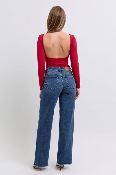 Judy Blue Full Size Raw Hem Mid Rise Jeans - AlterEgo Trading Company