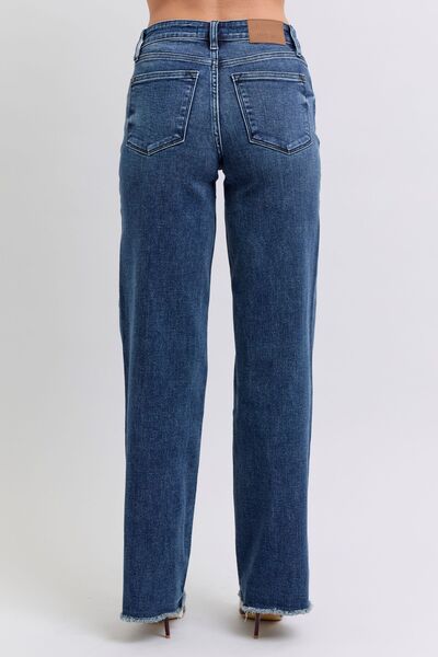 Judy Blue Full Size Raw Hem Mid Rise Jeans - AlterEgo Trading Company