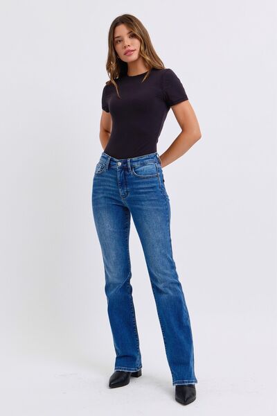 Judy Blue Full Size Run Mid - Rise Bootcut Jeans with Thermal Lining - AlterEgo Trading Company