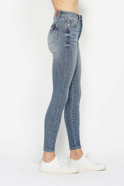 Judy Blue Full Size Tummy Control Contrast Wash Skinny Jeans - AlterEgo Trading Company