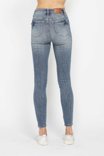 Judy Blue Full Size Tummy Control Contrast Wash Skinny Jeans - AlterEgo Trading Company