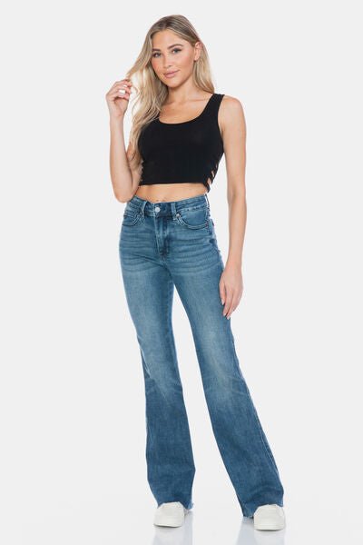 Judy Blue Full Size Tummy Control Cut Hem Flare Jeans - AlterEgo Trading Company