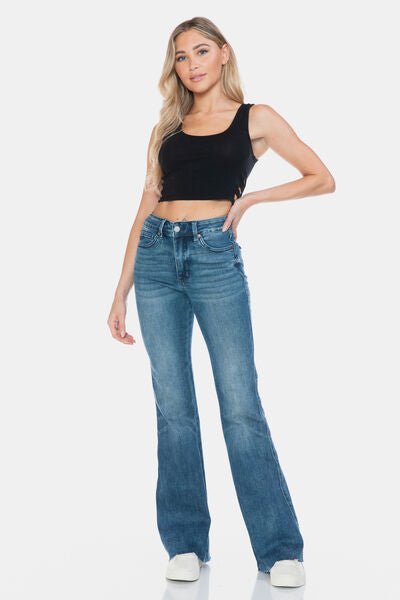 Judy Blue Full Size Tummy Control Cut Hem Flare Jeans - AlterEgo Trading Company