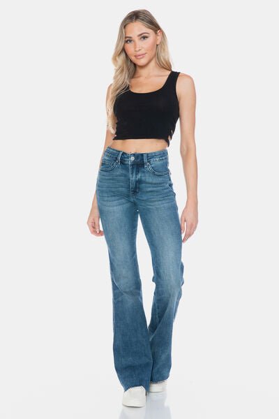 Judy Blue Full Size Tummy Control Cut Hem Flare Jeans - AlterEgo Trading Company