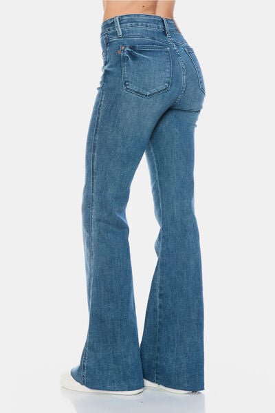 Judy Blue Full Size Tummy Control Cut Hem Flare Jeans - AlterEgo Trading Company