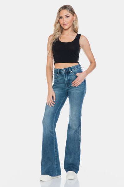 Judy Blue Full Size Tummy Control Cut Hem Flare Jeans - AlterEgo Trading Company