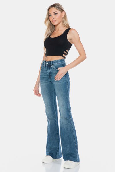 Judy Blue Full Size Tummy Control Cut Hem Flare Jeans - AlterEgo Trading Company