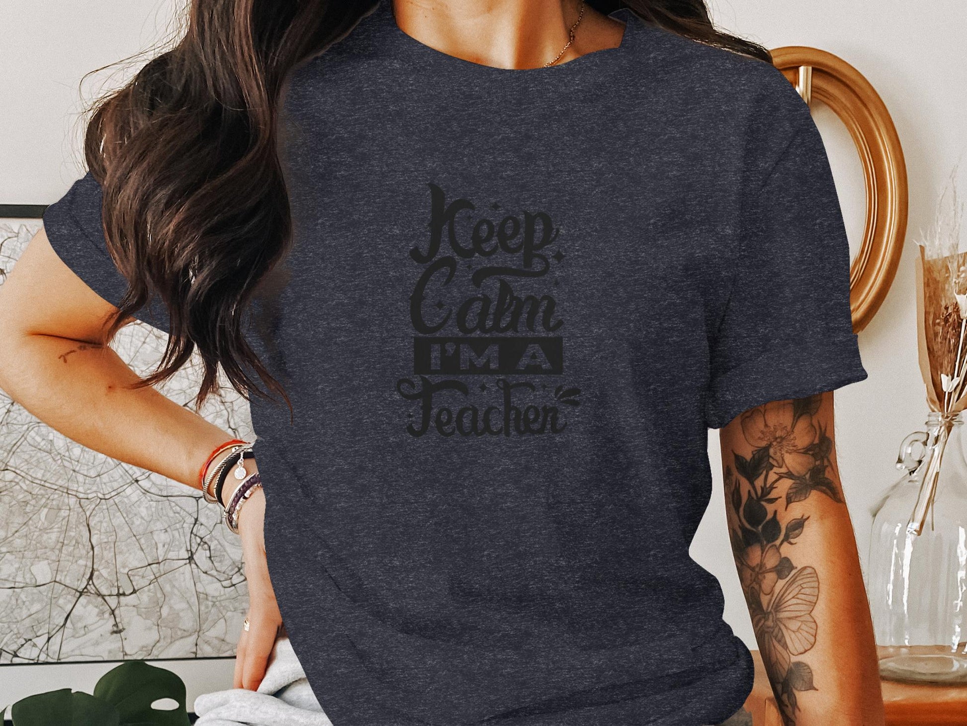 Keep Calm I'm A Teacher Stylish Graphic T-Shirt - Trendy AF