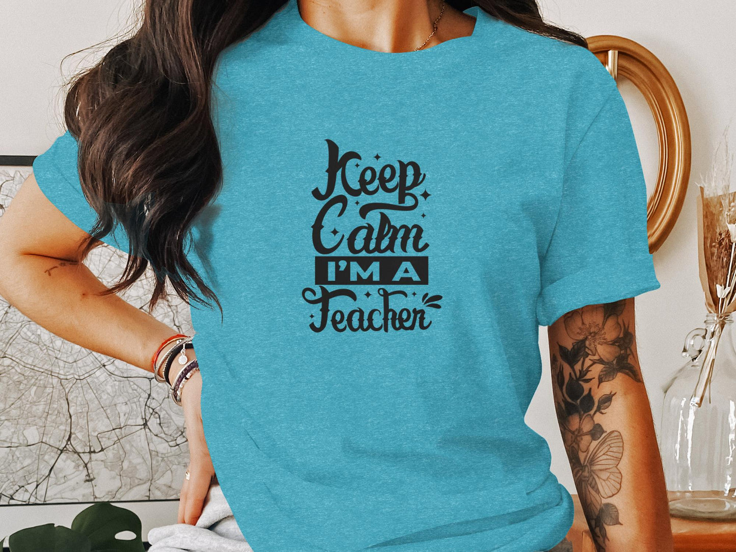 Keep Calm I'm A Teacher Stylish Graphic T-Shirt - Trendy AF