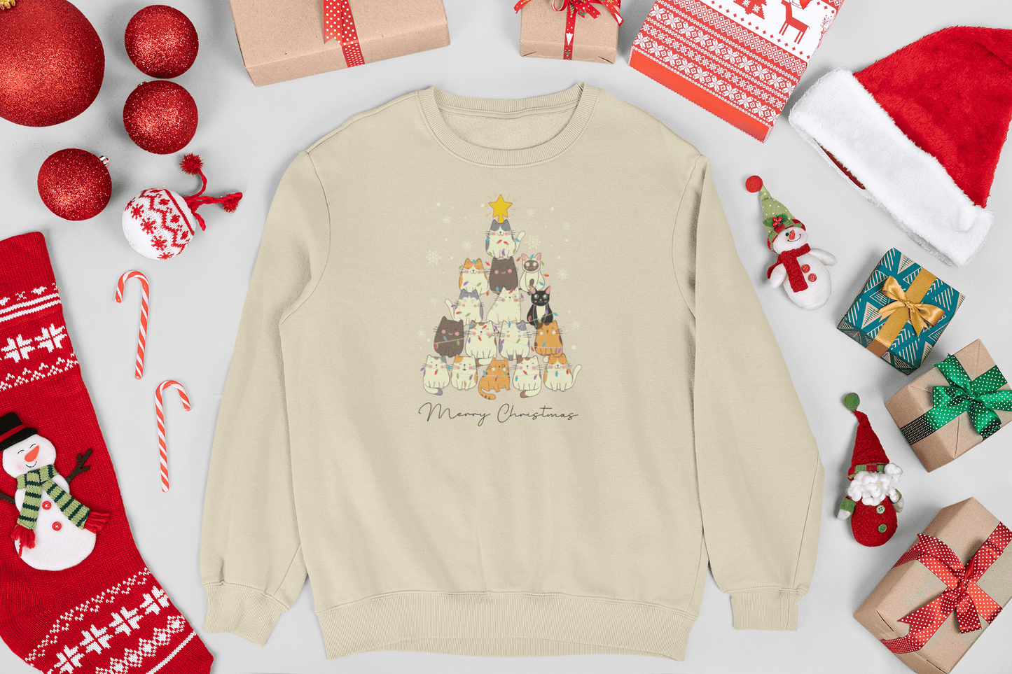 Kitty Tree Christmas Sweatshirt - Trendy AF