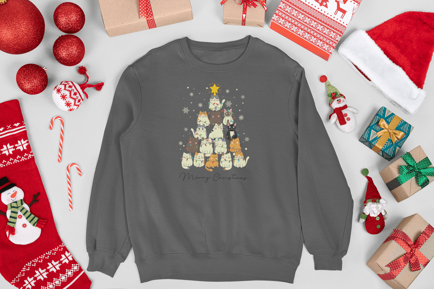 Kitty Tree Christmas Sweatshirt - Trendy AF