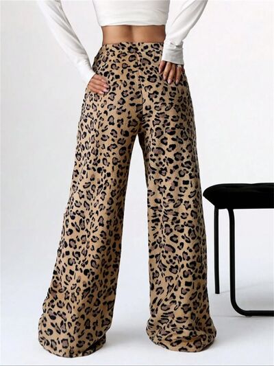 Leopard Wide Leg Plush Pants - AlterEgo Trading Company