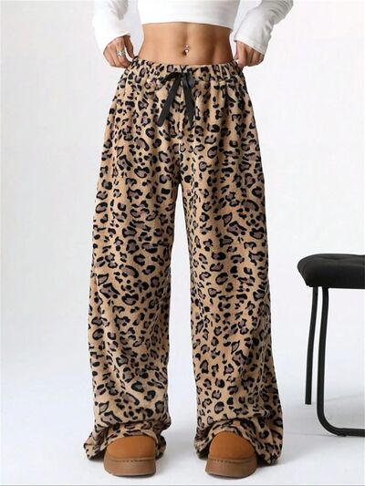 Leopard Wide Leg Plush Pants - AlterEgo Trading Company