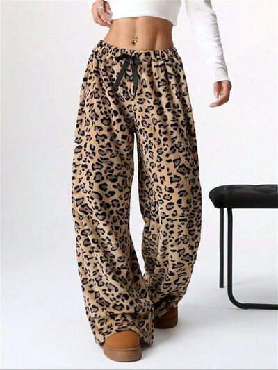 Leopard Wide Leg Plush Pants - AlterEgo Trading Company