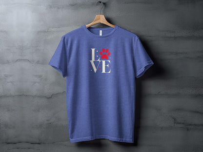 Love Paw Print T-Shirt, Pet Lover Tee, Dog Mom Gift, Cat Owner Casual Shirt, Animal Rescue Apparel, Valentine's Day Top - Trendy AF