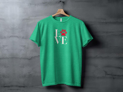 Love Paw Print T-Shirt, Pet Lover Tee, Dog Mom Gift, Cat Owner Casual Shirt, Animal Rescue Apparel, Valentine's Day Top - Trendy AF