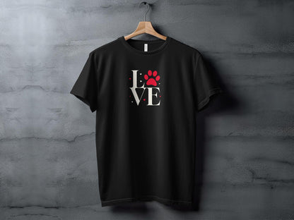 Love Paw Print T-Shirt, Pet Lover Tee, Dog Mom Gift, Cat Owner Casual Shirt, Animal Rescue Apparel, Valentine's Day Top - Trendy AF