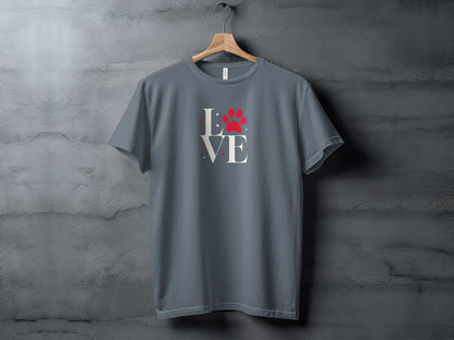 Love Paw Print T-Shirt, Pet Lover Tee, Dog Mom Gift, Cat Owner Casual Shirt, Animal Rescue Apparel, Valentine's Day Top - Trendy AF