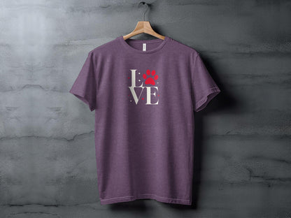 Love Paw Print T-Shirt, Pet Lover Tee, Dog Mom Gift, Cat Owner Casual Shirt, Animal Rescue Apparel, Valentine's Day Top - Trendy AF