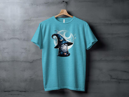 Magical Gnome Illustration T-Shirt, Celestial Sorcerer Graphic Tee, Fantasy Art Shirt, Mystical Space Design Apparel, Unisex Gift - Trendy AF