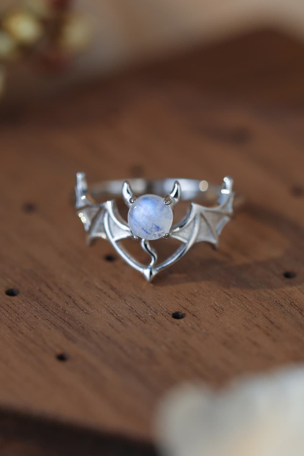 Moonstone Bat 925 Sterling Silver Ring - Trendy AF