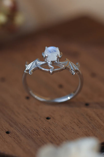 Moonstone Bat 925 Sterling Silver Ring - Trendy AF