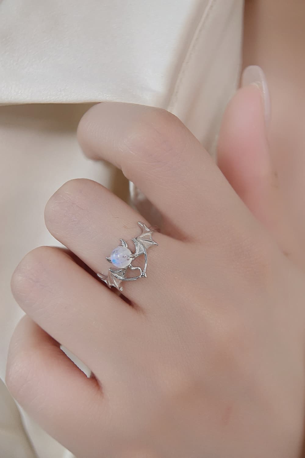 Moonstone Bat 925 Sterling Silver Ring - Trendy AF