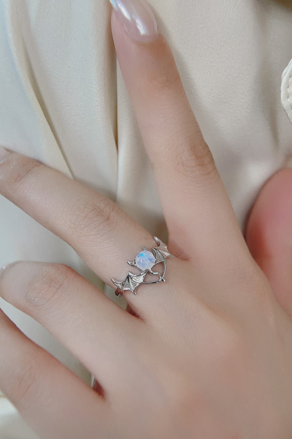 Moonstone Bat 925 Sterling Silver Ring - Trendy AF