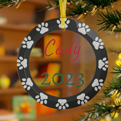 Personalized Paw Edge Glass Ornament - Trendy AF