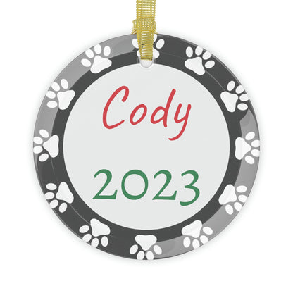 Personalized Paw Edge Glass Ornament - Trendy AF