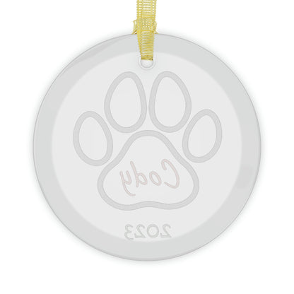 Personalized Paw Print Glass Ornament - Trendy AF