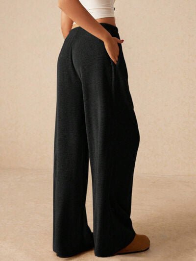 Ribbed Drawstring Wide Leg Pants - AlterEgo Trading Company