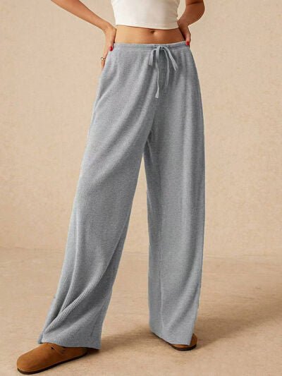 Ribbed Drawstring Wide Leg Pants - AlterEgo Trading Company