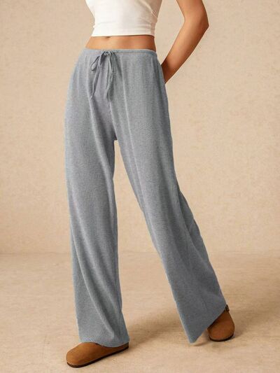 Ribbed Drawstring Wide Leg Pants - AlterEgo Trading Company