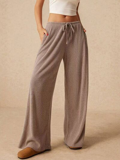 Ribbed Drawstring Wide Leg Pants - AlterEgo Trading Company