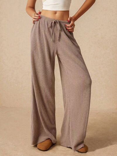 Ribbed Drawstring Wide Leg Pants - AlterEgo Trading Company