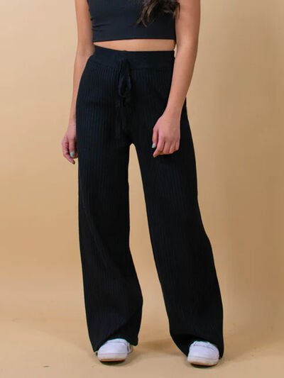 Ribbed Wide Leg Sweater Pants - AlterEgo Trading Company