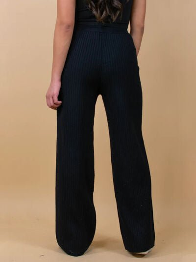 Ribbed Wide Leg Sweater Pants - AlterEgo Trading Company