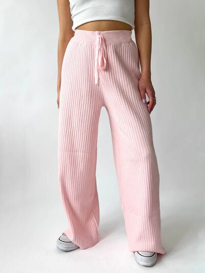 Ribbed Wide Leg Sweater Pants - AlterEgo Trading Company