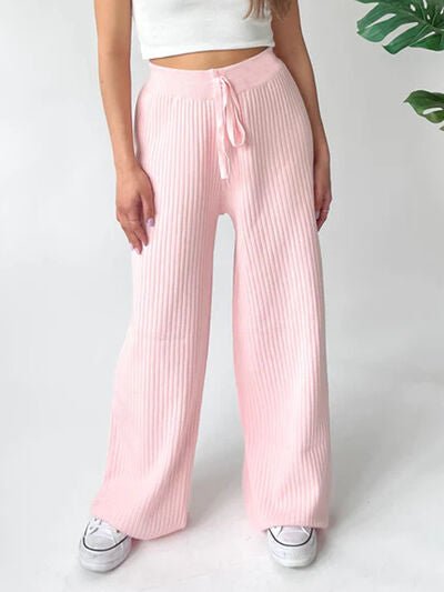 Ribbed Wide Leg Sweater Pants - AlterEgo Trading Company