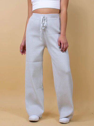 Ribbed Wide Leg Sweater Pants - AlterEgo Trading Company