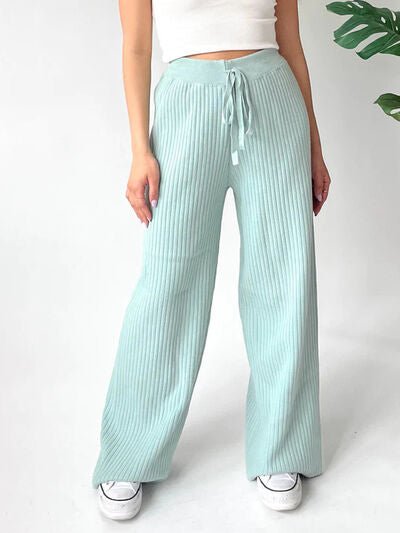 Ribbed Wide Leg Sweater Pants - AlterEgo Trading Company