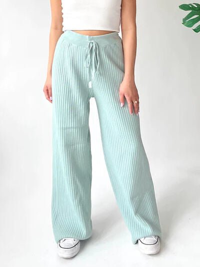 Ribbed Wide Leg Sweater Pants - AlterEgo Trading Company