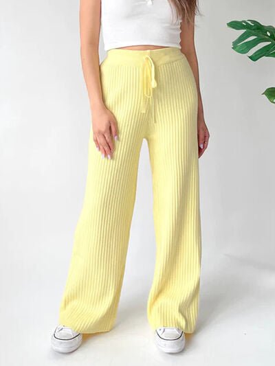 Ribbed Wide Leg Sweater Pants - AlterEgo Trading Company