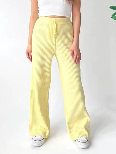 Ribbed Wide Leg Sweater Pants - AlterEgo Trading Company