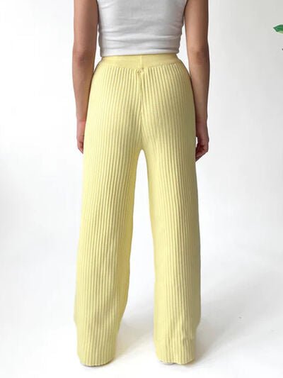 Ribbed Wide Leg Sweater Pants - AlterEgo Trading Company