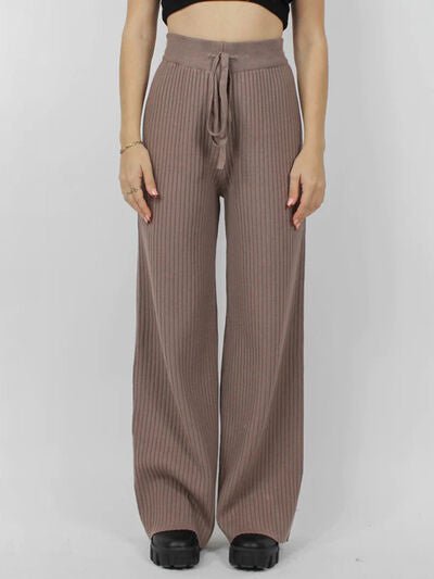 Ribbed Wide Leg Sweater Pants - AlterEgo Trading Company