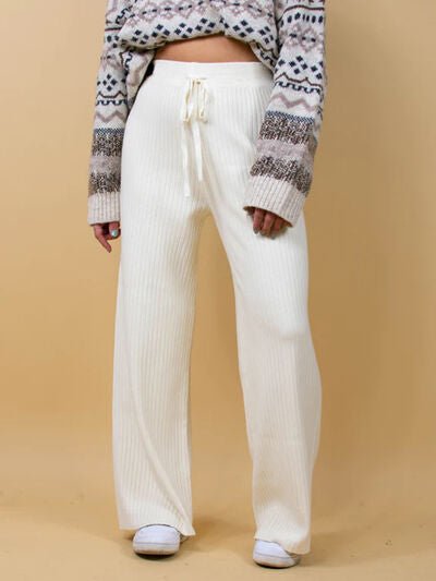 Ribbed Wide Leg Sweater Pants - AlterEgo Trading Company