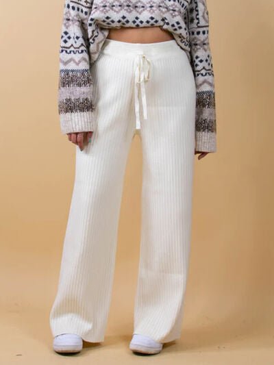 Ribbed Wide Leg Sweater Pants - AlterEgo Trading Company