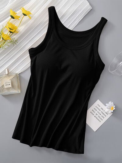 Round Neck Tank with Bra - AlterEgo Trading Company